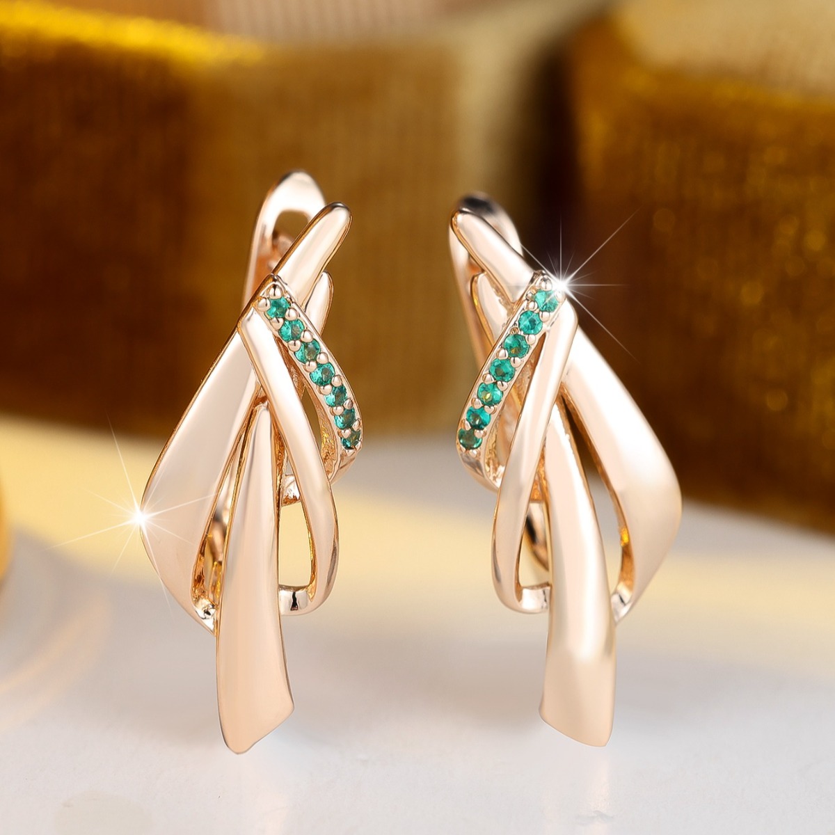 3D Intertwined Ribbon Earrings, Light Luxury Design
